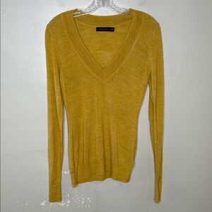 THE LIMITED Golden Wheat Merino Wool Blend Fitted V-Neck Sweaters XS